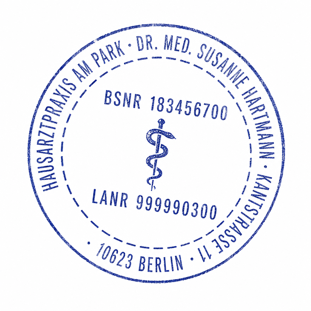 Praxisstempel Dr. med. Susanne Hartmann
